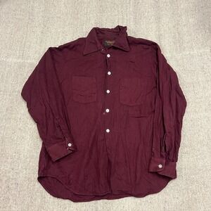 Vintage Golden Arrow Viyella Button‎ Up Shirt Mens Large Red 1960s Wool